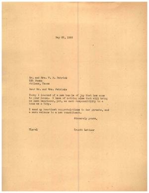 [Letter from Truett Latimer to Mr. and Mrs. W. R. Patrick, May 23, 1955]