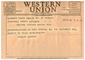 [Letter from Stanley Marcus to Truett Latimer, March 30, 1955]