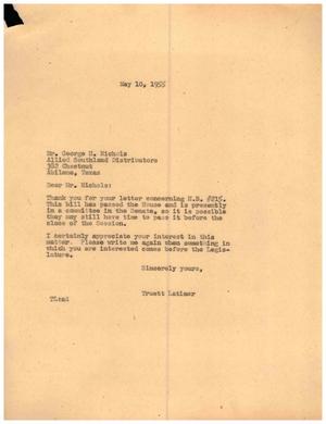 [Letter from Truett Latimer to George H. Nichols, May 10, 1955]