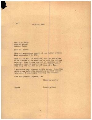 [Letter from Truett Latimer to Mrs. O. M. Perry, March 23, 1955]