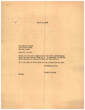 [Letter from Truett Latimer to Edward Marcus, April 5, 1955]