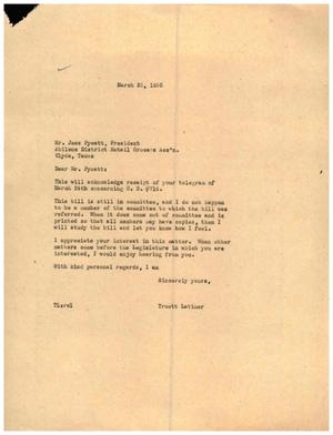 [Letter from Truett Latimer to Jess Pyeatt, March 25, 1955]