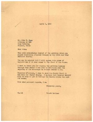 [Letter from Truett Latimer to John B. Pope, April 4, 1955]