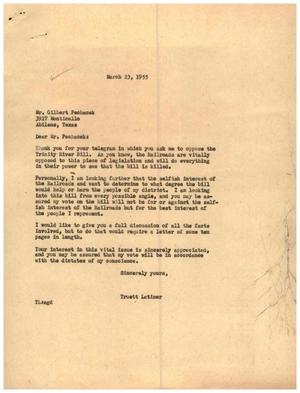 [Letter from Truett Latimer to Gilbert Pechacek, March 23, 1955]