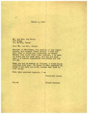 [Letter from Truett Latimer to Mr. and Mrs. Coy Nally, March 9, 1955]