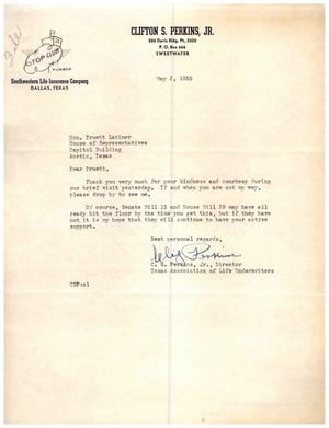 [Letter from Clifton S. Perkins, Jr. to Truett Latimer, May 3, 1955]