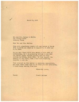 [Letter from Truett Latimer to Mr. and Mrs. George J. Martin, March 23, 1955]