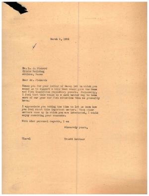 [Letter from Truett Latimer to L. J. Pickard, March 3, 1955]