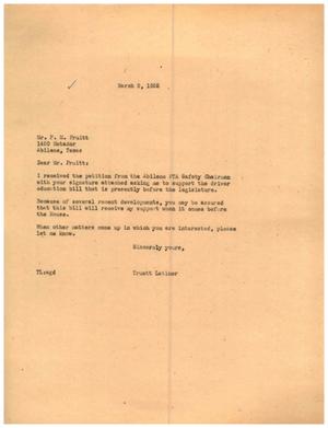 [Letter from Truett Latimer to F. M. Pruitt, March 8, 1955]