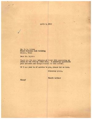 [Letter from Truett Latimer to Z. L. Majors, April 5, 1955]