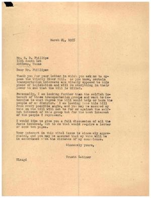 [Letter from Truett Latimer to S. D. Phillips, March 24, 1955]