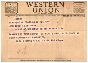 [Letter from Elza B. Nance to Truett Latimer, April 14, 1955]