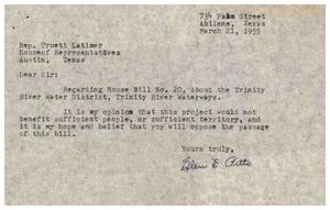 [Letter from Glen E. Pitto to Truett Latimer, March 21, 1955]
