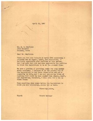 [Letter from Truett Latimer to E. R. Mayfield, April 21, 1955]