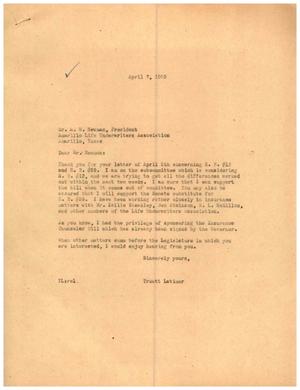 [Letter from Truett Latimer to A. W. Newman, April 7, 1955]