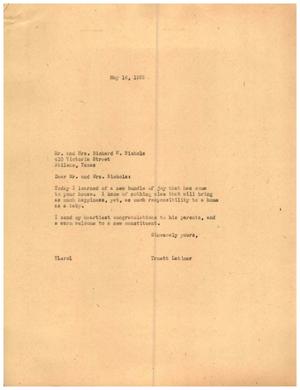 [Letter from Truett Latimer to Mr. and Mrs. Richard W. Nichols, May 16, 1955]