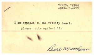 [Letter from Pearl Matthews to Truett Latimer, April 4, 1955]