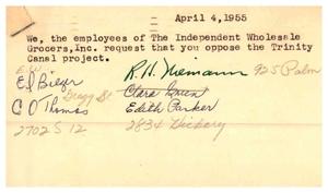 [Letter from Employees of The Independent Wholesale Grocers, Inc. to Truett Latimer, April 4, 1955]