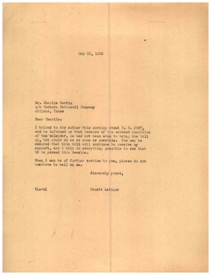 [Letter from Truett Latimer to Charlie Partin, May 23, 1955]