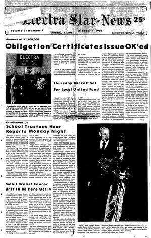 Electra Star-News (Electra, Tex.), Vol. 81, No. 7, Ed. 1 Thursday, October 1, 1987