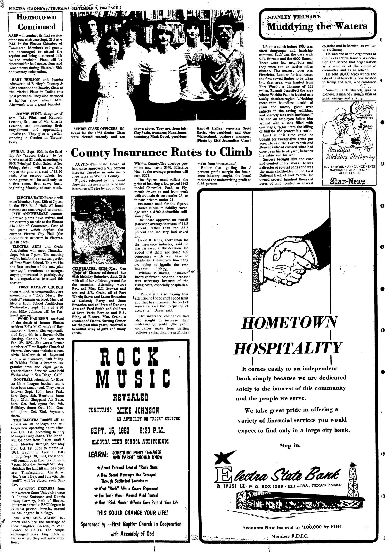 Electra Star-News (Electra, Tex.), Vol. 76, No. 4, Ed. 1 Thursday, September 9, 1982
                                                
                                                    [Sequence #]: 2 of 16
                                                