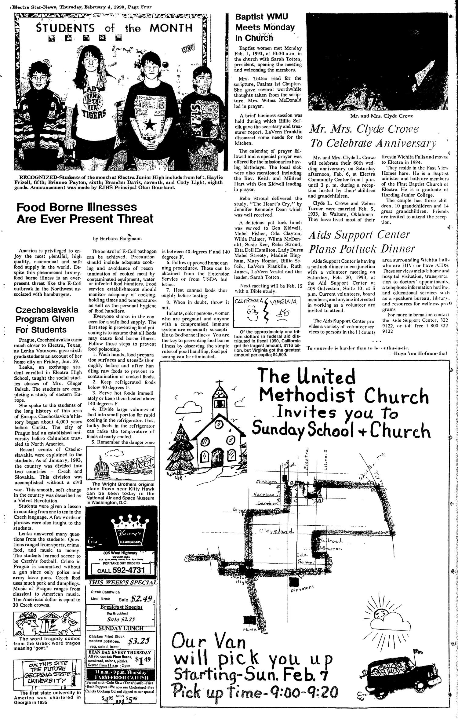 Electra Star-News (Electra, Tex.), Vol. 86, No. 24, Ed. 1 Thursday, February 4, 1993
                                                
                                                    [Sequence #]: 4 of 22
                                                