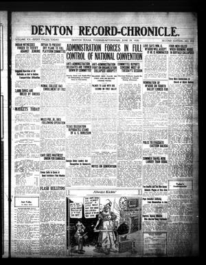 Primary view of object titled 'Denton Record-Chronicle. (Denton, Tex.), Vol. 20, No. 274, Ed. 1 Tuesday, June 29, 1920'.