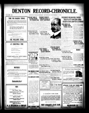 Primary view of object titled 'Denton Record-Chronicle. (Denton, Tex.), Vol. 20, No. 81, Ed. 1 Monday, November 17, 1919'.