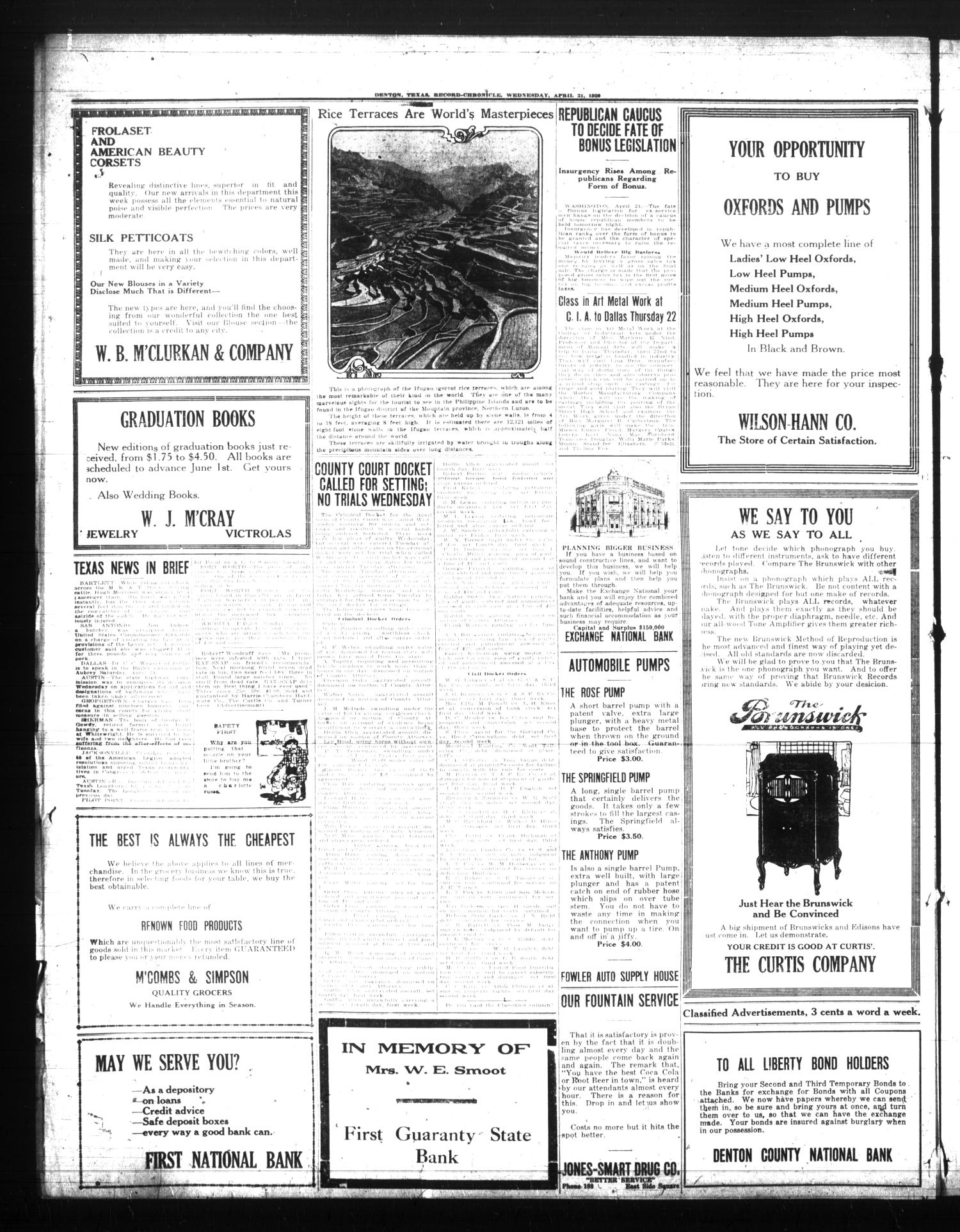 Denton Record-Chronicle. (Denton, Tex.), Vol. 20, No. 215, Ed. 1 Wednesday, April 21, 1920
                                                
                                                    [Sequence #]: 4 of 8
                                                