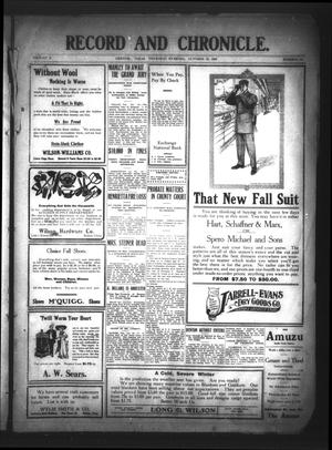 Record and Chronicle. (Denton, Tex.), Vol. 10, No. 64, Ed. 1 Thursday, October 28, 1909