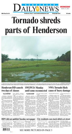 Primary view of object titled 'Henderson Daily News (Henderson, Tex.), Vol. 86, No. 58, Ed. 1 Wednesday, May 27, 2015'.