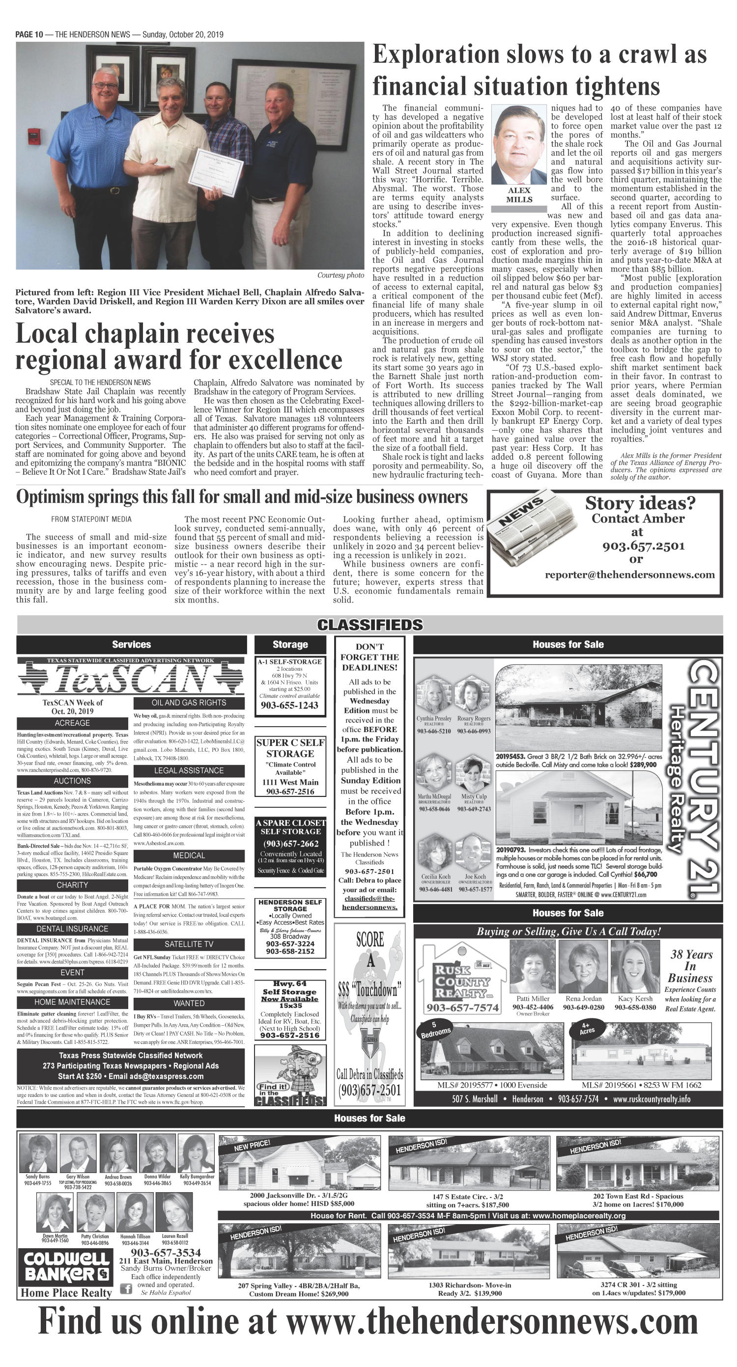 The Henderson News (Henderson, Tex.), Vol. 91, No. 62, Ed. 1 Sunday, October 20, 2019
                                                
                                                    [Sequence #]: 10 of 12
                                                
