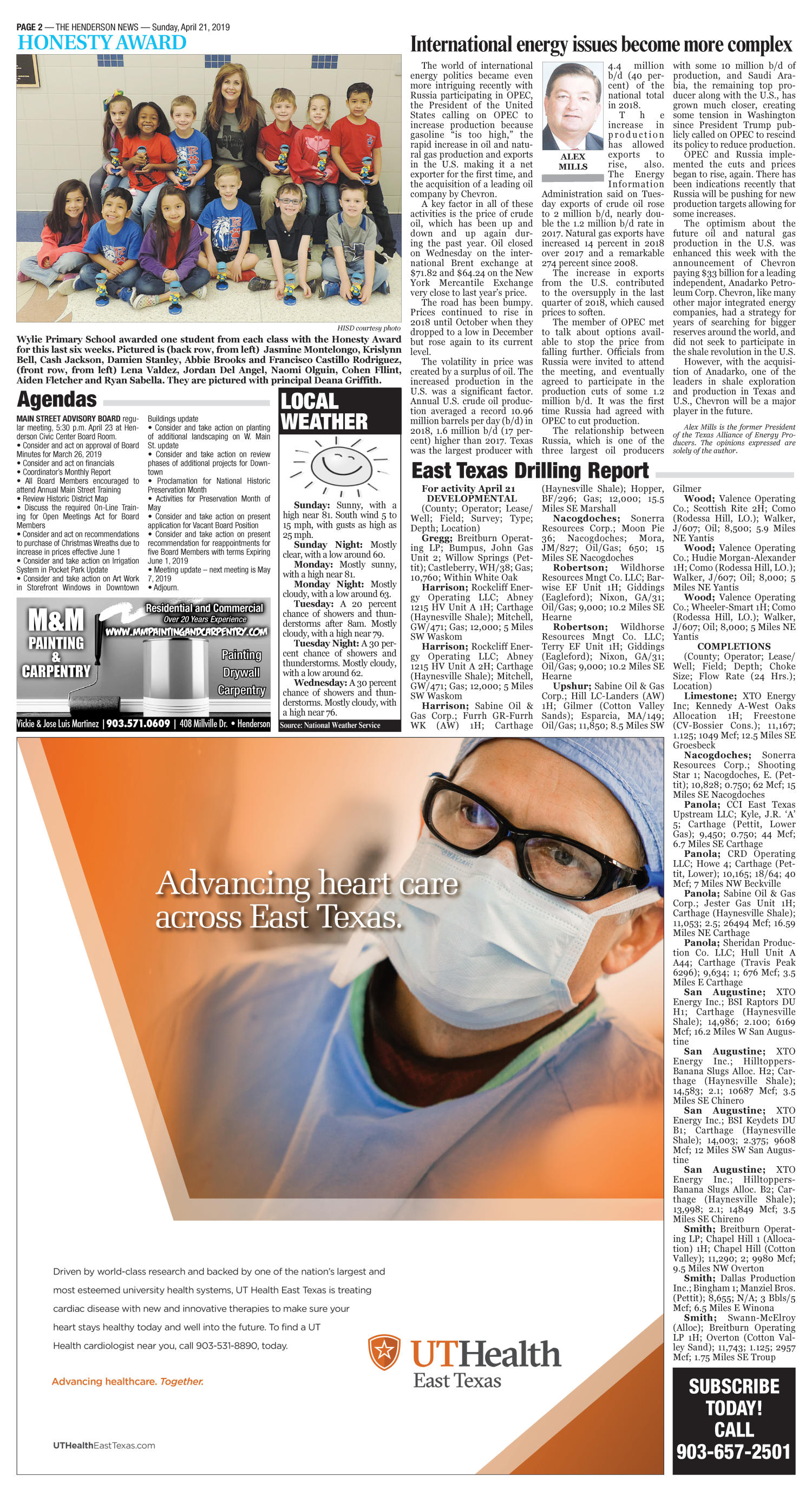 The Henderson News (Henderson, Tex.), Vol. 90, No. 10, Ed. 1 Sunday, April 21, 2019
                                                
                                                    [Sequence #]: 2 of 14
                                                