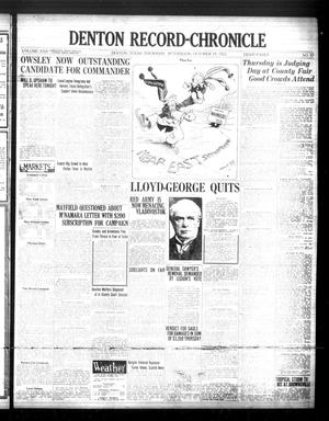Denton Record-Chronicle (Denton, Tex.), Vol. 22, No. 57, Ed. 1 Thursday, October 19, 1922