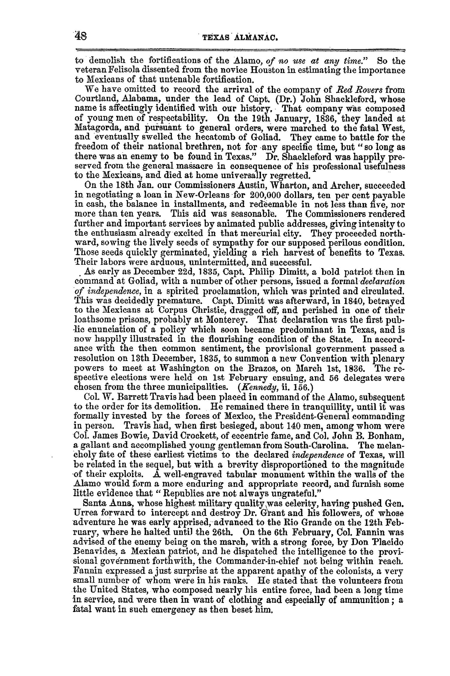 The Texas Almanac, for 1860, with Statistics, Historical and Biographical Sketches, &c., Relating to Texas.
                                                
                                                    48
                                                