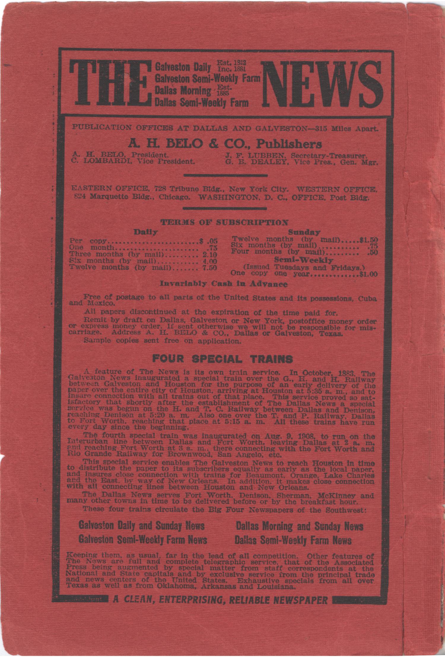 Texas Almanac and State Industrial Guide for 1910 with Map
                                                
                                                    None
                                                