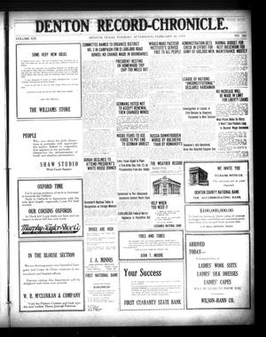 Denton Record-Chronicle. (Denton, Tex.), Vol. 19, No. 162, Ed. 1 Tuesday, February 18, 1919