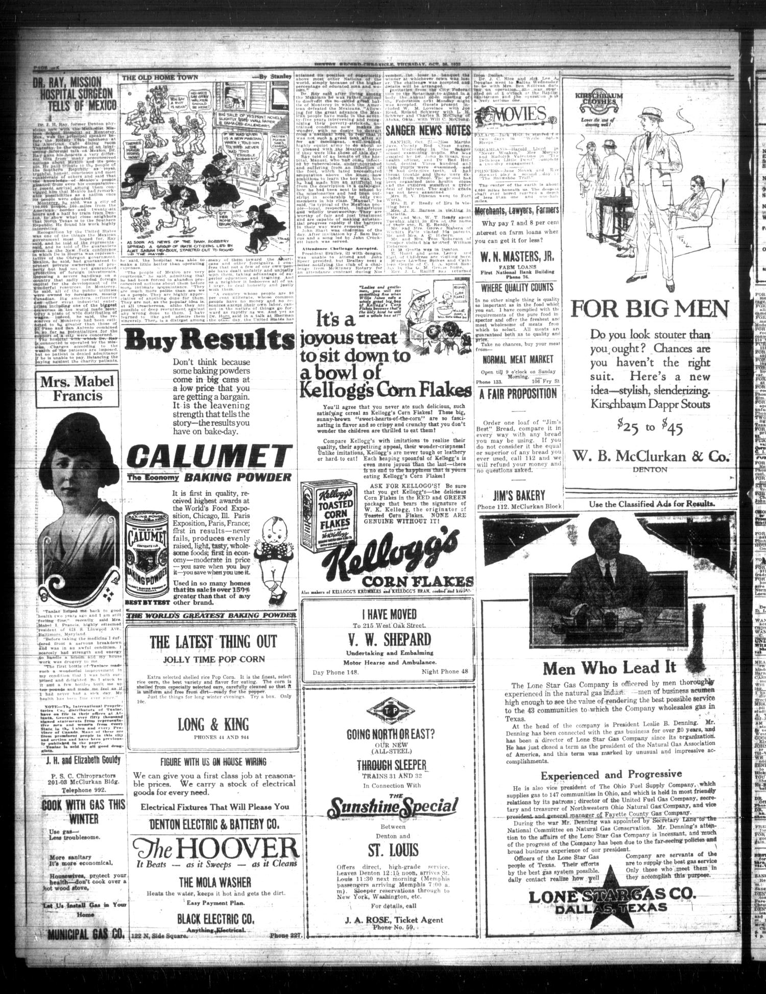 Denton Record-Chronicle (Denton, Tex.), Vol. 22, No. 64, Ed. 1 Friday, October 27, 1922
                                                
                                                    [Sequence #]: 6 of 8
                                                
