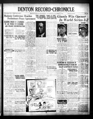 Denton Record-Chronicle (Denton, Tex.), Vol. 22, No. 44, Ed. 1 Wednesday, October 4, 1922