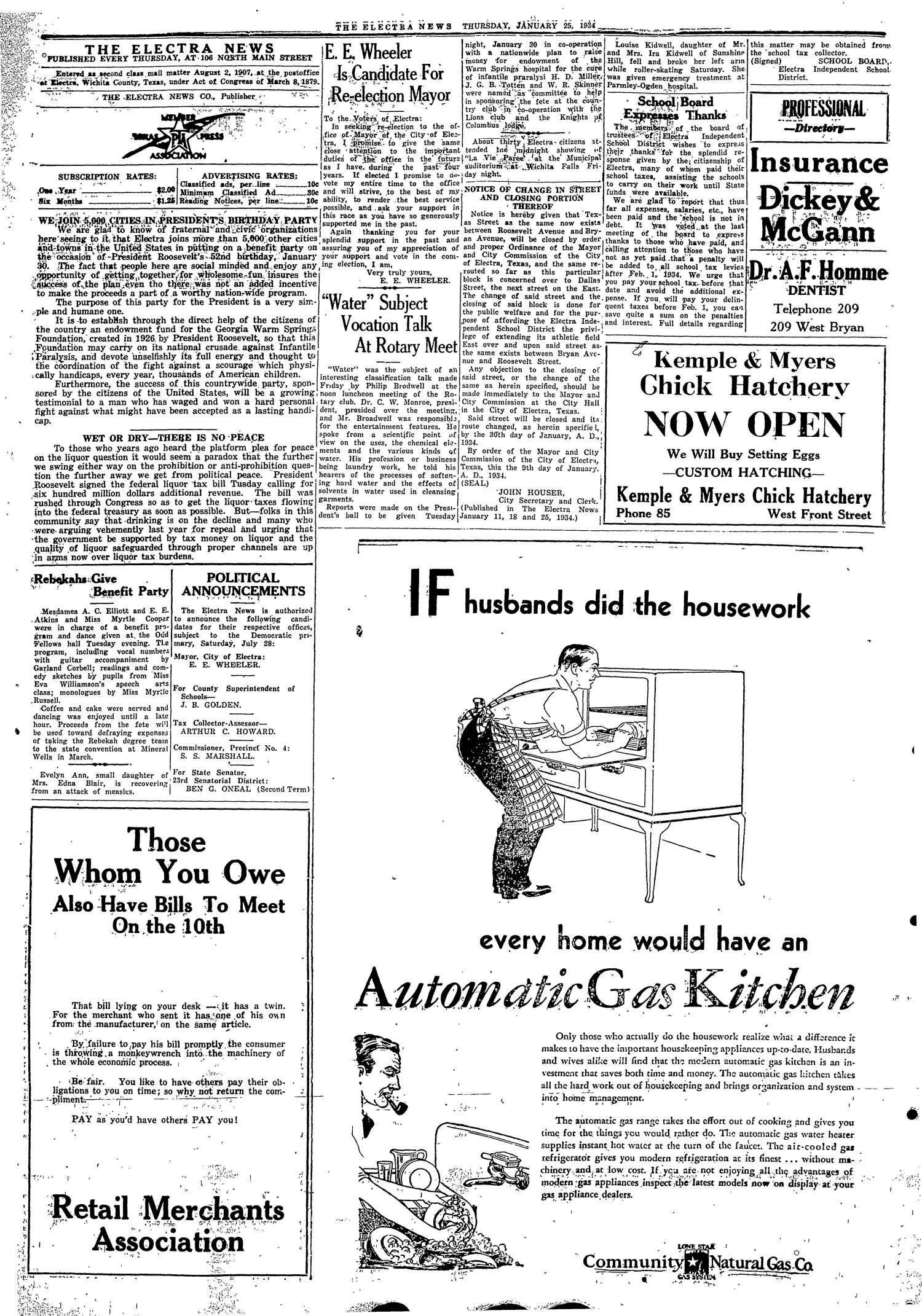 The Electra News (Electra, Tex.), Vol. 27, No. 21, Ed. 1 Thursday, January 25, 1934
                                                
                                                    [Sequence #]: 2 of 4
                                                