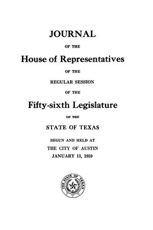 Primary view of object titled 'Journal of the House of Representatives of the Regular Session of the Fifty-Sixth Legislature of the State of Texas, Volume 1'.