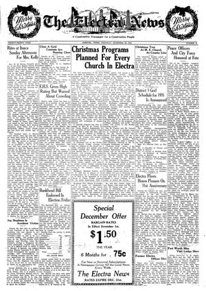 The Electra News (Electra, Tex.), Vol. 28, No. 16, Ed. 1 Thursday, December 20, 1934