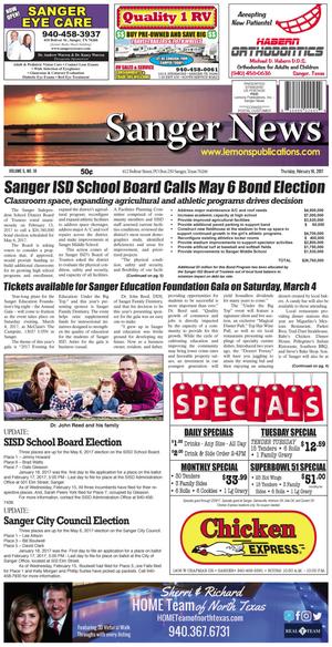 Sanger News (Sanger, Tex.), Vol. 5, No. 18, Ed. 1 Thursday, February 16, 2017
