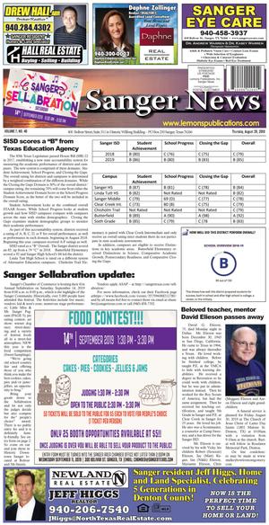 Sanger News (Sanger, Tex.), Vol. 7, No. 40, Ed. 1 Thursday, August 29, 2019