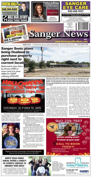 Sanger News (Sanger, Tex.), Vol. 7, No. 46, Ed. 1 Thursday, October 17, 2019