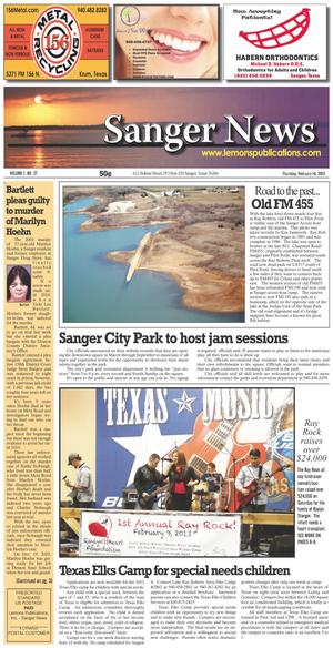Sanger News (Sanger, Tex.), Vol. 1, No. 27, Ed. 1 Thursday, February 14, 2013