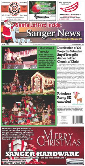 Sanger News (Sanger, Tex.), Vol. 2, No. 18, Ed. 1 Thursday, December 19, 2013