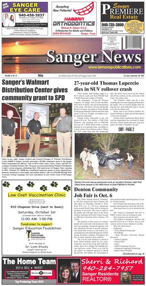 Sanger News (Sanger, Tex.), Vol. 4, No. 51, Ed. 1 Thursday, September 29, 2016