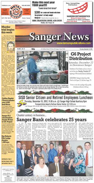 Sanger News (Sanger, Tex.), Vol. 1, No. 19, Ed. 1 Thursday, December 13, 2012