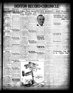 Denton Record-Chronicle (Denton, Tex.), Vol. 22, No. 309, Ed. 1 Thursday, August 9, 1923